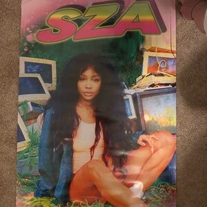 SZA Poster with Pink & Green Logo